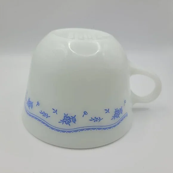 Pyrex Corelle By Corning Blue Flower Teacup Saucer Set White‎ Glass Coffee - Picture 13 of 15